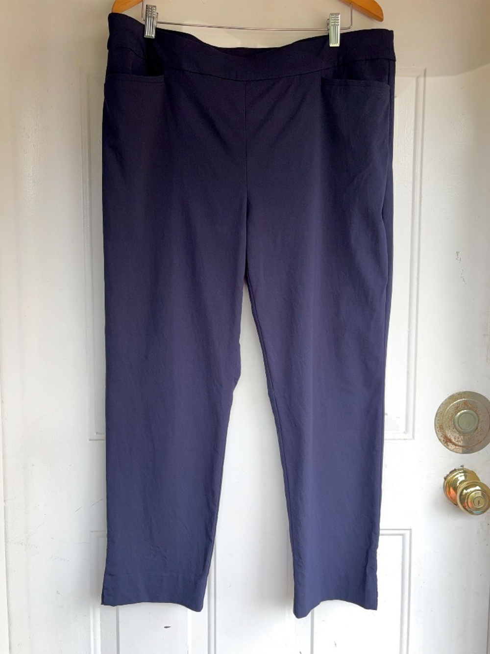 Chico's Women's Pants 3R US 16 Navy Blue Stretch Straight Leg Career Work
